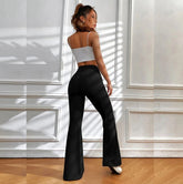 Elegant Casual Everyday Glam Black Flare Leg Pant